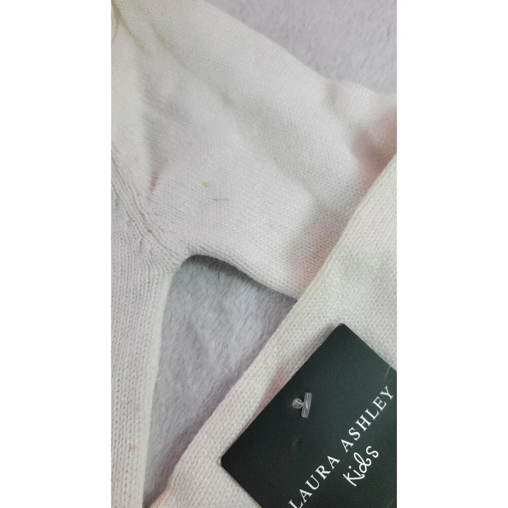 ​Laura Ashley Kids White Cardigan with Silver Trim & Rhinestone Buttons L/G 6X